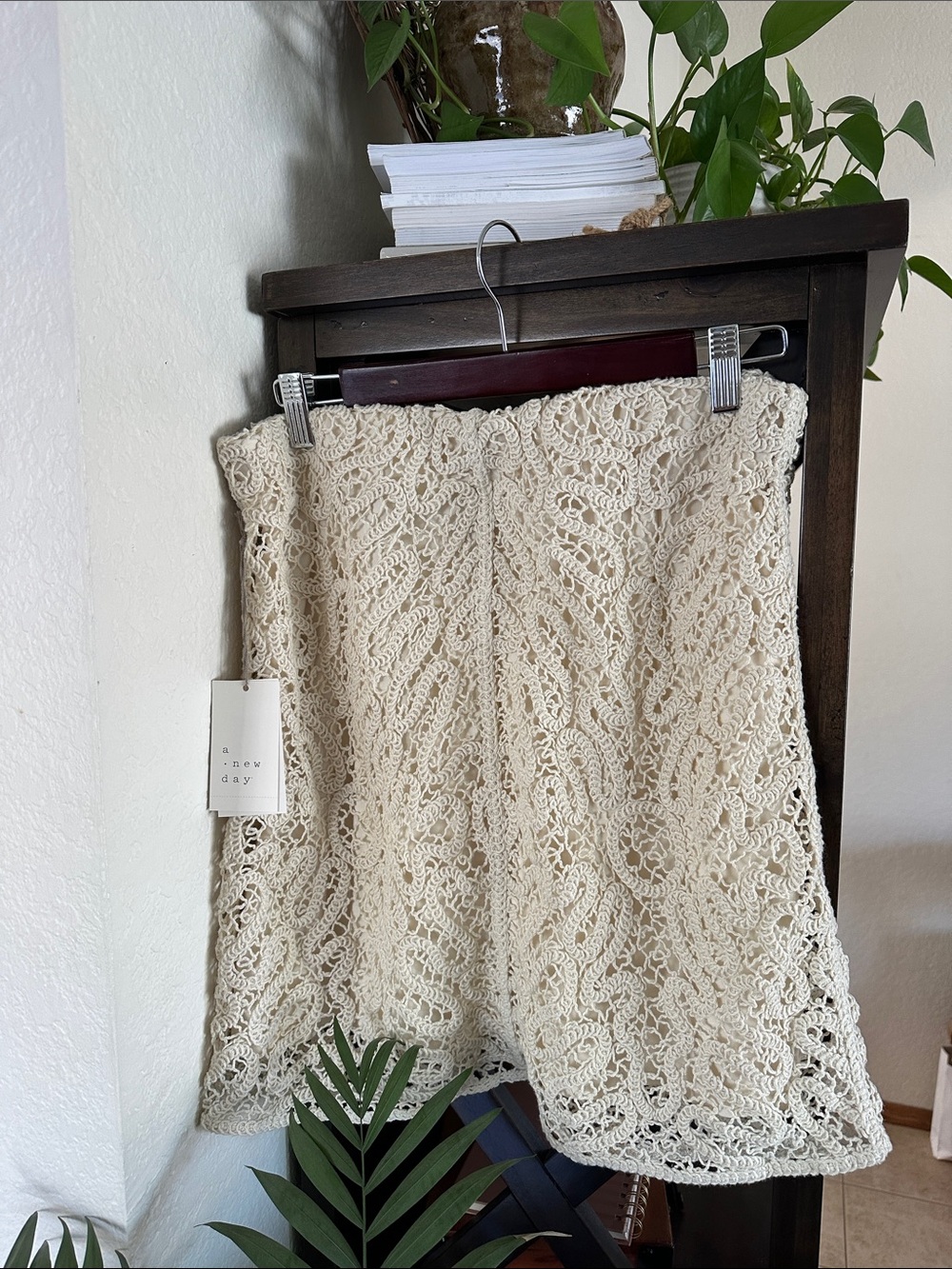 a new day Cream Crochet Lace Mini Skirt